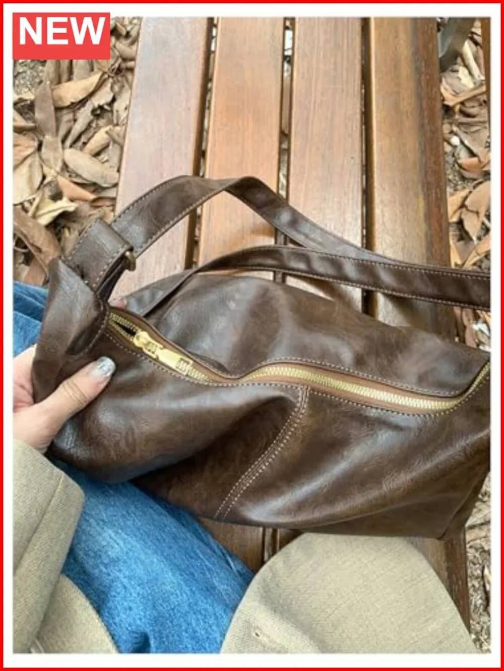 Soft PU Leather Crossbody Hobo Bag with Zipper